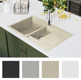 vidaXL Νεροχύτης με Διπλή Γούρνα Μπεζ Γρανιτένιος