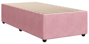 Κρεβάτι Boxspring με Στρώμα Ροζ 90x190 εκ. Βελούδινο - Ροζ