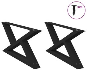 vidaXL Πόδια Τραπεζιού Σαλονιού 2 τεμ. Μαύρο 70x(30-31,3) εκ. Ατσάλι