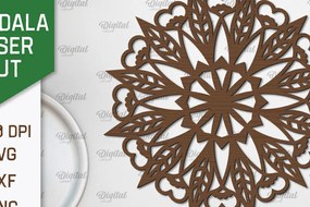 Intra απο ξύλο plywood 3mm-4mm πάχος - Floral σχέδιο τοίχου Mandala με  Δίασταση 30x30 cm INTRAFABR-103247390