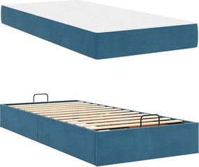 vidaXL Σκελετός κρεβατιού με στρώμα 2 pcs Μπλε Βελούδο