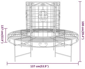 vidaXL Παγκάκι Δέντρου Κυκλικό Μαύρο Ø137 εκ. Ατσάλινο