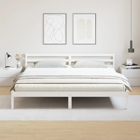 vidaXL Κρεβάτι με Κεφαλάρι Λευκό 200x220 εκ. Σταθερό Ξύλο Πεύκου