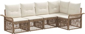vidaXL Σετ Καναπέ Κήπου 5 pcs Μπεζ συνθετικό ρατάν