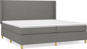 vidaXL Κρεβάτι Boxspring με Στρώμα Σκούρο Γκρι 200x200 εκ. Υφασμάτινο