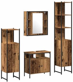 vidaXL Σετ Επίπλων Μπάνιου Άλλο 4 pcs Παλαιό ξύλο 33 x 33 x 185.5 εκ