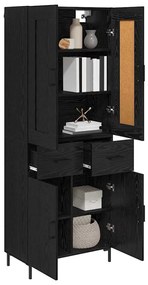 vidaXL Highboard με συρτάρι 2 pcs Μαύρη Οξυά Επεξεργασμένο ξύλο