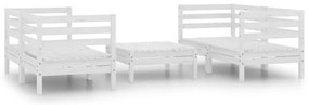 vidaXL Σαλόνι Κήπου Σετ 5 Τεμαχίων Λευκό από Μασίφ Ξύλο Πεύκου