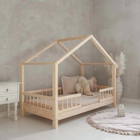 Κρεβάτι Παιδικό Montessori HouseBed Bello Duo με Αφαιρούμενα Κάγκελα 23cm σε Φυσικό  Ξύλο  100×200cm  Luletto (Δώρο 10% έκπτωση στο Στρώμα)