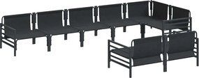 vidaXL Σετ Καναπέ Κήπου με μαξιλάρι 8 pcs Μαύρο Ατσάλι