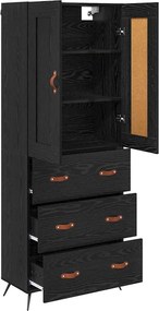 vidaXL Highboard Μαύρη Οξυά 69,5 x 34 x 180 εκ. Επεξεργασμένο Ξύλο