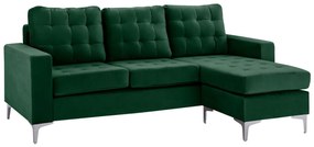 REVERSIBLE CORNER SOFA SANTINO  VELVET GREEN 190x75-128x82cm.