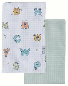 Σεντόνια Βρεφικά Alphabet Monster (Σετ 2τμχ) Pistachio Nef-Nef Homeware Λίκνου 70x120cm 100% Βαμβάκι