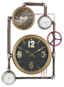 Ρολόι Τοίχου DKD Home Decor Βαλβίδες Κρυστάλλινο Χρυσό Σίδερο (50,5 x 12 x 73 cm)
