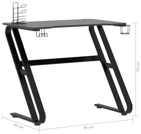 ΓΡΑΦΕΙΟ GAMING ΜΑΥΡΟ 90 X 60 X 75 ΕΚ. ΜΕ ΠΟΔΙΑ ΣΕ ΣΧΗΜΑ ΖΖ 325410