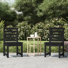 Καρέκλες Κήπου 2 τεμ. Μαύρο 50x48x91,5 εκ. Μασίφ Ξύλο Πεύκου - Μαύρο