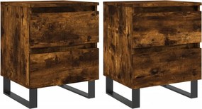 vidaXL Κομοδίνα 2 τεμ. Καπνιστή Δρυς 40 x 35 x 50 εκ. Επεξεργ. Ξύλο