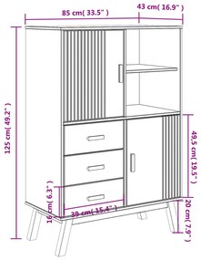 Ντουλάπι OLDEN Γκρι και Καφέ 85x43x125 εκ. Μασίφ Ξύλο Πεύκου - Γκρι