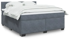 Κρεβάτι Boxspring με Στρώμα Σκούρο Γκρι 180x200 εκ. Βελούδινο - Γκρι