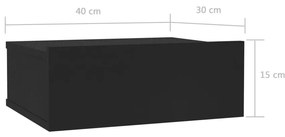 Κομοδίνο Κρεμαστό Μαύρο 40 x 30 x 15 εκ. από Μοριοσανίδα - Μαύρο
