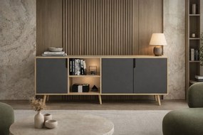 Κονσόλα Sapphire Δρυς / Ανθρακί FLEFLER 180x45x80