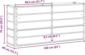 vidaXL Γλάστρα Ελεφαντόδοντο 160 x 40 x 75 εκ. Ατσάλι