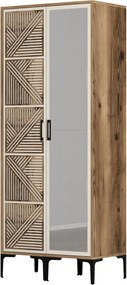 Διφυλλη Ντουλαπα Καρυδια/Κρεμ KUMSAL 47.5x80x201.4