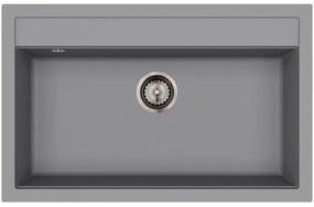 Helika Quadro SQQ 103 Ένθετος Γρανιτένιος Νεροχύτης με Βαλβίδα Γραφίτη Μ79.5xΠ50.5cm Γκρί