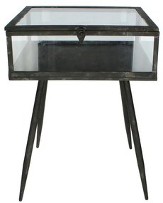 Supergreens Τραπέζι Βιτρίνα Μεταλλική Μαύρη 36x36x48 εκ.