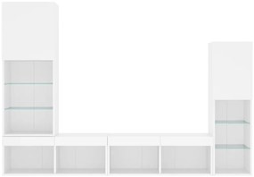 vidaXL Έπιπλα Τοίχου Τηλεόρασης 4 τεμ LED Λευκά από Επεξεργασμένο Ξύλο