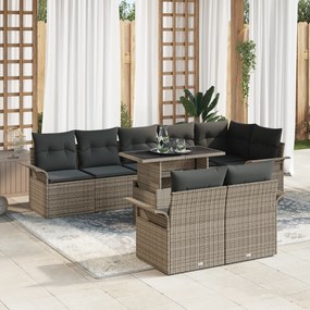 vidaXL Σετ Καναπέ Κήπου 9 Τεμαχίων με Μαξιλάρια Γκρι Πολυ Ρατάν