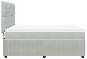 vidaXL Κρεβάτι Boxspring με Στρώμα Ανοιχτό Γκρι 140x200 εκ. Βελούδινο