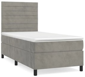 ΚΡΕΒΑΤΙ BOXSPRING ΜΕ ΣΤΡΩΜΑ ΑΝΟΙΧΤΟ ΓΚΡΙ 90X200 ΕΚ. ΒΕΛΟΥΔΙΝΟ 3143061