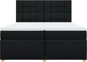 vidaXL Κρεβάτι Boxspring με Στρώμα Μαύρο 200x200 εκ. Υφασμάτινο
