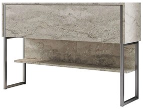 Κονσόλα Luxe 618BLY1412 120x30x80cm Travertine Beige-Silver Μοριοσανίδα, Μέταλλο