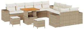 vidaXL Σετ Καναπέ Κήπου Ρυθμιζόμενο ύψος 13 pcs Μπεζ συνθετικό ρατάν