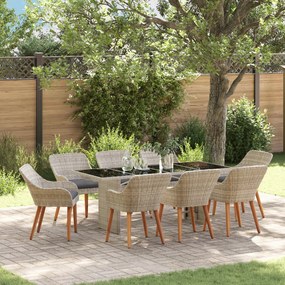 vidaXL Σετ τραπεζαρίας 9 pcs Ανοιχτό γκρι 190 x 80 x 74 εκ