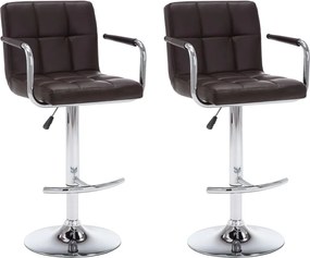 vidaXL Σκαμπό Μπαρ 2 τεμ. Καφέ από Συνθετικό Δέρμα