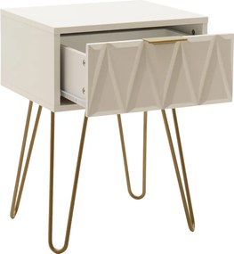 Κομοδίνο Isla pakoworld χρώμα λευκό painting-χρυσό 42x35x55εκ