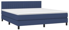 vidaXL Κρεβάτι Boxspring με Στρώμα &amp; LED Μπλε 160x200 εκ. Υφασμάτινο