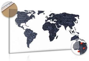 Εικόνα στον παγκόσμιο χάρτη φελλού - 90x60  wooden