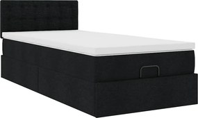 vidaXL Οθωμανικό κρεβάτι με στρώμα Μαύρο 90x200cm Ύφασμα
