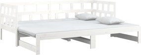 vidaXL Καναπές Κρεβάτι Συρόμενος Λευκός 2x(80x200) εκ. από Μασίφ Πεύκο