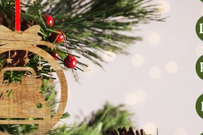 Σετ των 2 Intra απο ξύλο plywood Χρώμα wenge 3mm-4mm πάχος - Στολίδι Χριστουγεννιάτικου Δέντρου με Δίασταση 6x6 cm INTRAFABR-78712190