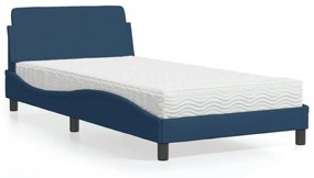 Κρεβάτι με Στρώμα Μπλε 100 x 200 εκ. Υφασμάτινο - Μπλε