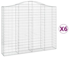 vidaXL Συρματοκιβώτια Τοξωτά 6 τεμ. 200x30x160/180 εκ. Γαλβαν. Ατσάλι