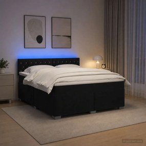 vidaXL Κρεβάτι Box Spring με Στρώμα και LED Μαύρο 140 x 200 cm Βελούδο