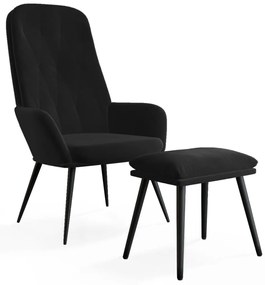 vidaXL Πολυθρόνα Relax με Υποπόδιο Μαύρη Βελούδινη