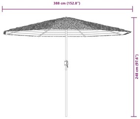 Ομπρέλα Κήπου με LED/Ξύλινο Ιστό Χρώμα της Καφέ 388x388x248 εκ. - Καφέ