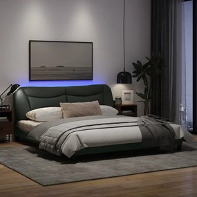 vidaXL Πλαίσιο Κρεβατιού με LED Σκούρο Γκρι 180x200 εκ. Υφασμάτινο